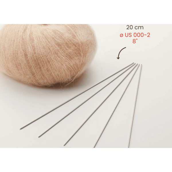 addiSteel, Stahl Strumpfstricknadeln, Hochglänzend 20 cm 2 mm