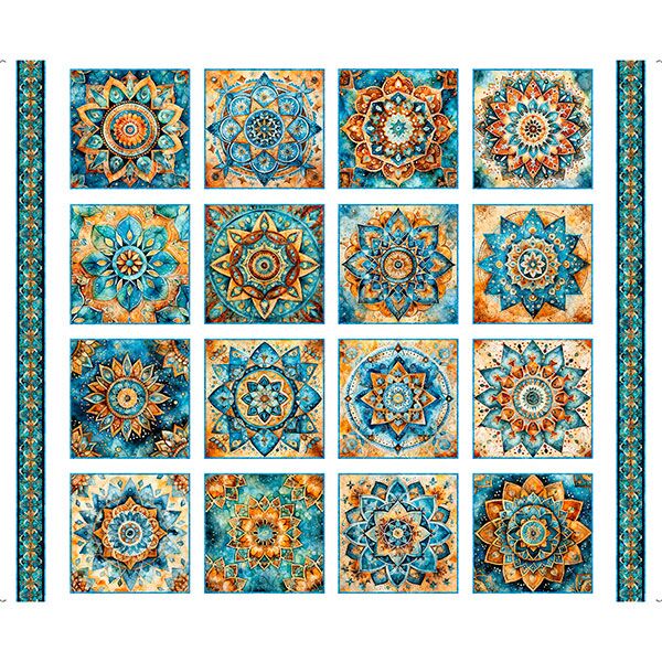 Bohemian Sunrise, Foulard Medallion Patches  (Panel)