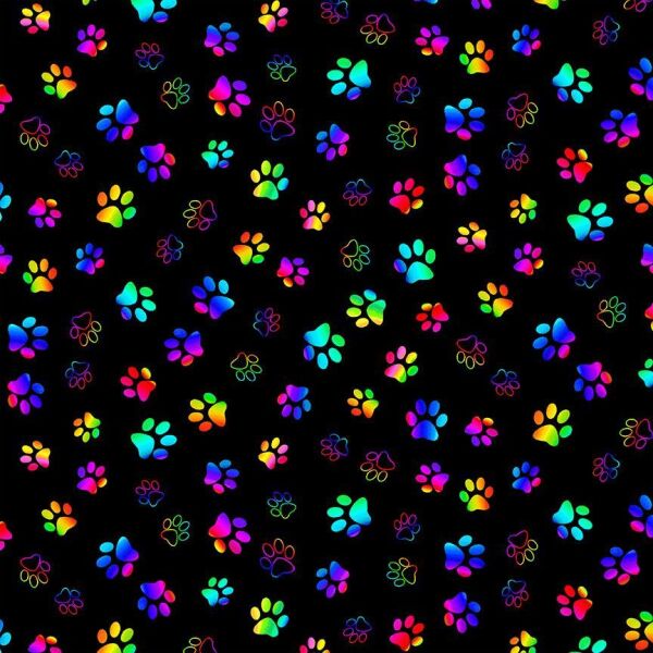 Black Rainbow Paw Prints