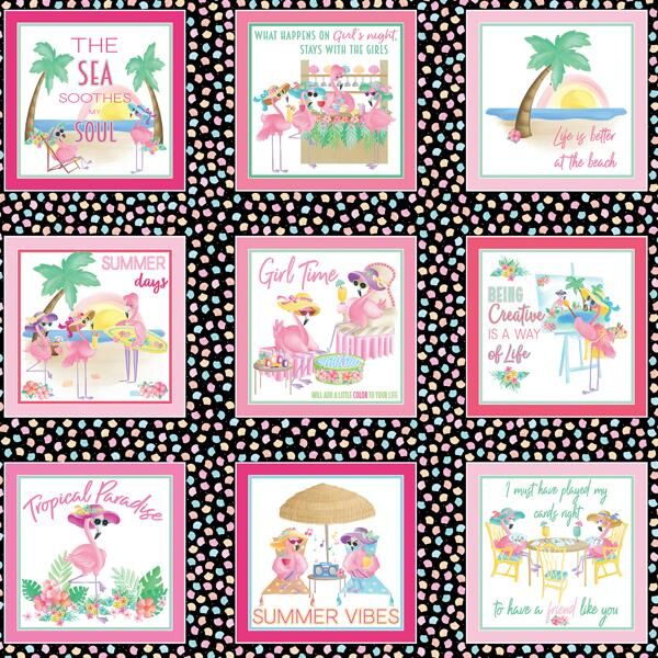 Flamingal Pals Boxes Black (Panel)