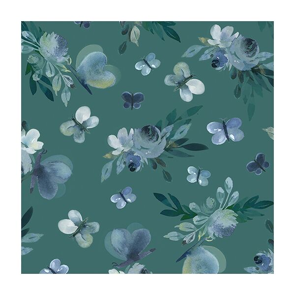 Enchanted Butterfly Gdn DkTeal
