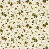 Poinsettia Greetings, Holly & Scroll Cream