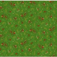 Poinettia Greetings, Holly & Scroll, Green