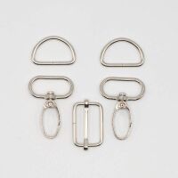 Karabiner-Set, 25 mm, Silber