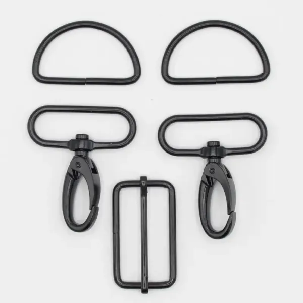 Karabiner-Set, 40 mm, Schwarz