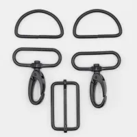 Karabiner-Set, 40 mm, Schwarz