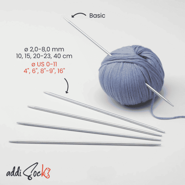 addiSock Strumpfstricknadeln Alu Perlgrau 10 cm 2 mm