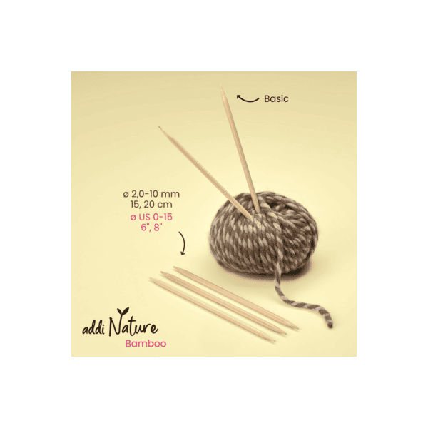 addiNature Bamboo Strumpfstricknadeln Bambus 20 cm 5 mm